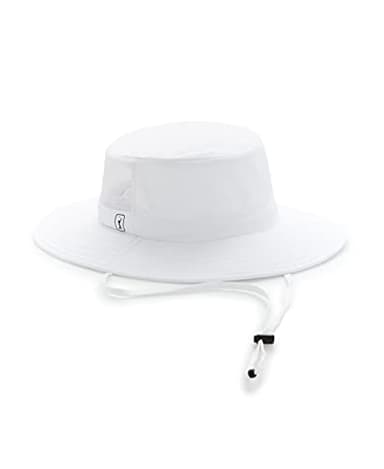 PGA TOUR Men’s Solar Golf Bucket Hat with Chin Strap, Bright White, One Size