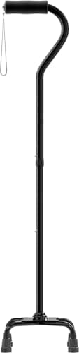 HONEYBULL Walking Quad Cane for Men & Women - Adjustable, Lightweight Quad Cane with Large 4 Pronged Base for Extra Balance & Stability; Walking Canes for Seniors, Walking Sticks (Black)