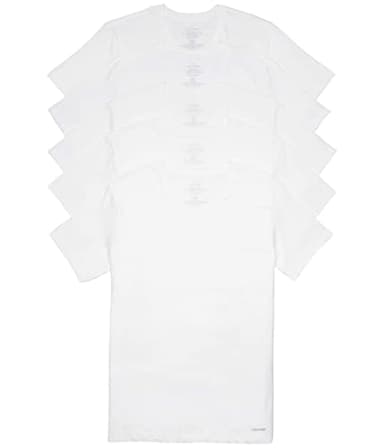 Calvin Klein Men's Cotton Classics 5-pack Undershirts, 5 Classic White Vneck, Large