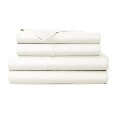 Whisper Organics, 100% Organic Cotton Sheets - 300 Thread Count Bed Sheets Set - Premium Quality Sheets - Deep Pocket Sheet Set - GOTS Certified, Natural (Queen Size)