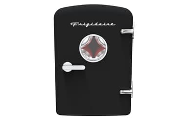 Frigidaire Retro 9-Can Mini Personal Fridge Portable Cooler for Car, Office, Bedroom, Dorm Room, or Cabin, 11.8" D x 7.1" W x 10.1" H, BLACK