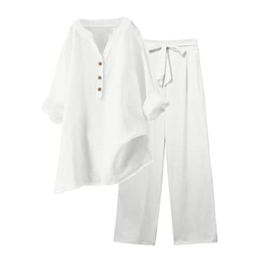 Plus Size Linen Set Best of Deals Today,Lightning+Deals Today Prime,archived,overstocked Items,Prior Orders Placed by me in 2025,Items with Coupons and Promo Codes White #1 Small
