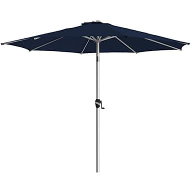 BLUU 9 FT Aluminum Outdoor Patio Umbrella, 5-YEAR Fade-Resistant Outdoor Market Table Umbrella with Push Button Tilt, for Pool, Deck, Garden and Lawn (Navy Blue)