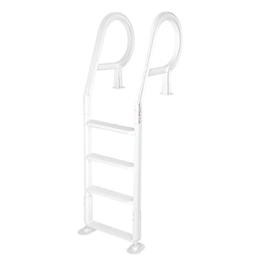 XtremepouwerUS Heavy Duty Deck Entry Ladder Anti Slip Plastic Step Pool Ladder for Adjustable 48-54 Inch Above Ground or In Ground Swimming Pools