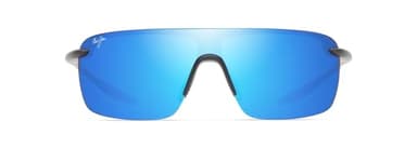 Maui Jim Palulu Rectangle Sunglasses, Matte Black/Blue Hawaii Polarized, Large