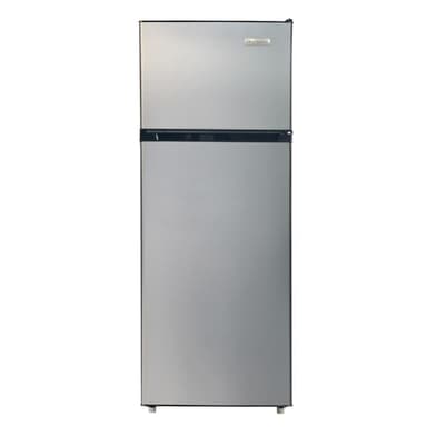 Frigidaire, 2 Door Apartment Size Refrigerator with Freezer, 7.5 cu ft, Adjustable Spill-Proof Shelves, Door & Crisper Bins, Platinum Silver, Garage Ready