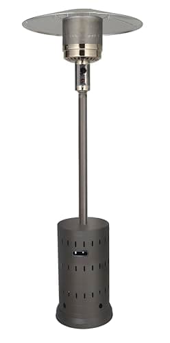 Outdoor Natural Gas Patio Heater, 45,000 BTU, XL-Series, Anti-Tilt Safety Shut-Off, Portable Heater, Includes Drink Table & Wheels, Residential & Commercial Matte Mocha 89" Tall