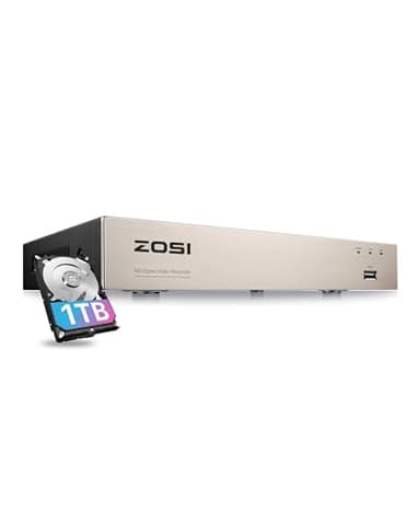 ZOSI 3K Lite 8 Channel Hybrid 4 in 1 HD TVI CCTV DVR, AI Human/Vehicle Detection, Remote Access, 8CH 1080P H.265+ Surveillance Video Recorder with 1TB Hard Drive for Home Security Camera System
