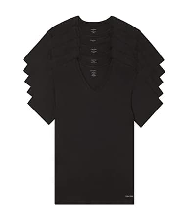 Calvin Klein Men's Cotton Classics 5-pack Undershirts, 5 Classic Black Vneck, Large