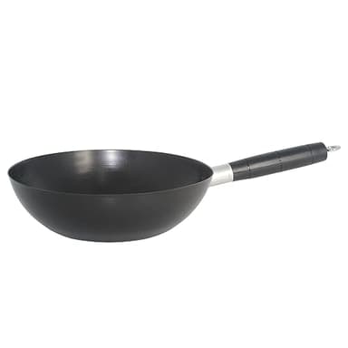 IMUSA 9.5in Carbon Steel Nonstick Wok with Cool Touch Handle, Black