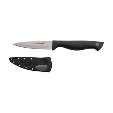 Farberware Edgekeeper 3.5-Inch Paring Knife with Self-Sharpening Blade Cover, High Carbon-Stainless Steel Kitchen Knife with Ergonomic Handle, Razor-Sharp Knife, Black