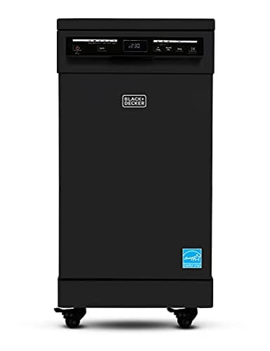 BLACK+DECKER 18-Inch Portable Dishwasher, 8-Place Setting Capacity, Mobile Dish Washer with 6 Wash Programs, LED Display, Stainless Steel Tub, ENERGY STAR Certified, BPD8B, Black