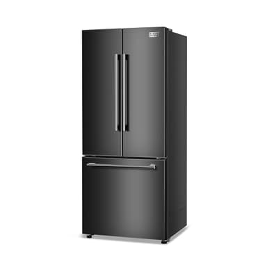 BLACK+DECKER 16 Cu. Ft. French Door Refrigerator with Built-in Ice Maker, Full Size Refrigerator with Bottom Mount Freezer Drawer, Frost Free, ENERGY STAR certified, BRF1600GIMB, Black