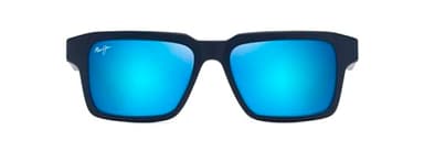 Maui Jim Kahiko Rectangle Sunglasses, Matte Dark Blue/Blue Hawaii Polarized, Large