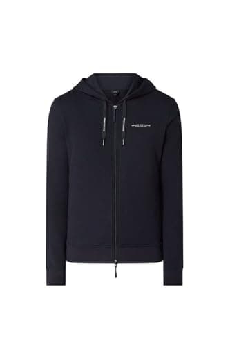 A｜X ARMANI EXCHANGE Men's Zip Up Hooded Sweatshirt with Chest Logo, Navy, M