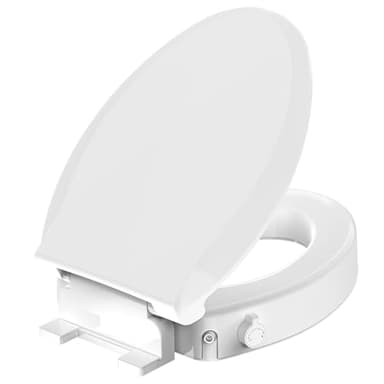 Aünsffer Raised Toilet Seat Bidet 2.91in, Elongated Bidet Toilet Seat, 3 Wash Mode, Soft Close & Quick Release, no Electric, Adjustable Anti-Slip Pad, Home/Commercial Use for Senior, 18.5inch, White