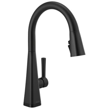 Delta Lenta Touchless Kitchen Faucet with Touch Technology, Matte Black Kitchen Sink Faucet with Pull Down Sprayer, Single Hole, Matte Black 19802TLZ-BL-DST