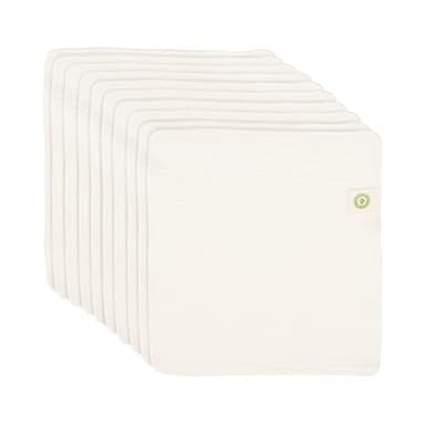 Organic Cotton Reusable Baby Wipes - 10 Pack, Washable, Unbleached, Undyed, All-Natural, Toxic-free White Muslin Washcloths - Soft and Gentle Cotton Cloth Gauze Weave Wash Cloth for Newborn - 10 Pack