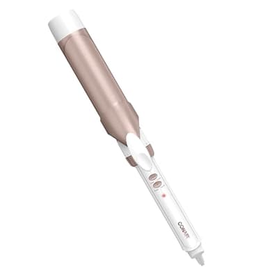 Conair Double Ceramic 1 ½-Inch Curling Iron, 1 ½-Inch Barrel Creates Soft Waves & Curls, Hair Curler for Use on Medium & Long Hair, White/Rose Gold