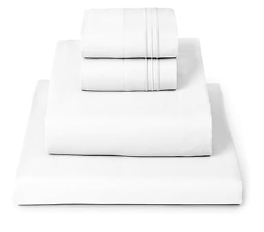 Mellanni Queen Sheets Set - 4 PC Iconic Collection Bedding - Hotel Luxury, Extra Soft, Cooling Bed Sheets - Wrinkle, Fade, Stain Resistant (Queen, White)