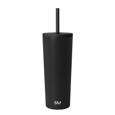 Simple Modern Insulated Tumbler with Lid and Straw | Iced Coffee Cup Reusable Stainless Steel Water Bottle Travel Mug | Gifts for Women Men Her Him | Classic Collection | 24oz | Midnight Black