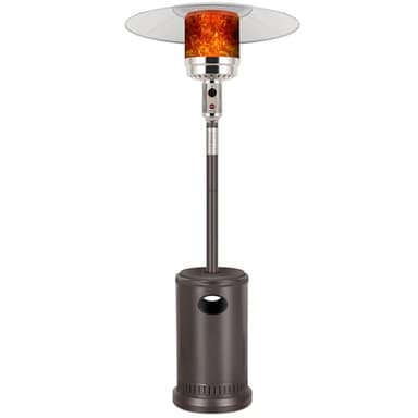 Hykolity 50,000 BTU Patio Heater with Sand Box, Table Design, Double-Layer Stainless Steel Burner, Wheels, Tip-over Protection System, Outdoor Heater for Home and Residential, Brown