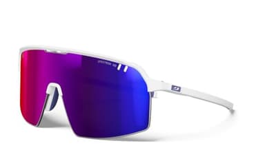 Julbo Intensity Performance Sunglasses for Men & Women for Biking, Running, Hiking - 100% UV Protection, Ergonomic Fit, Lightweight, White Frame - Blue Lens (Spectron 3 HD)