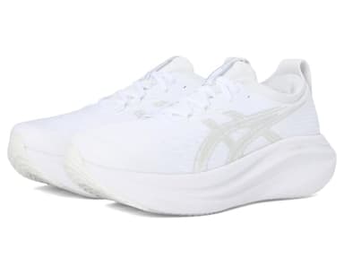 ASICS Women's Gel-Nimbus 27 Running Shoes, 9, White/Glacier Grey