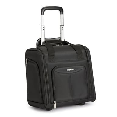 Amazon Basics Underseat Carry-On Luggage with Wheels and Handle, 14" Rolling Travel Bag, Fits Under the Seat, Black