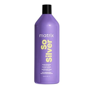 Matrix So Silver Purple Shampoo - Neutralizes Yellow Tones, Color Depositing, Brightening & Toning, Strengthens and Adds Shine, For Color Treated, Blonde, White and Platinum Hair, Vegan, 33.8 Fl Oz