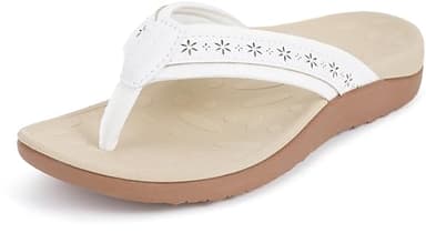 Joomra Women's Flip Flops Plantar Fasciitis Toe Post Summer Size 10 Pool Arch Support Outdoor Orthopedic Non Slip Indoor House Beach Thong Sandals Beige 42