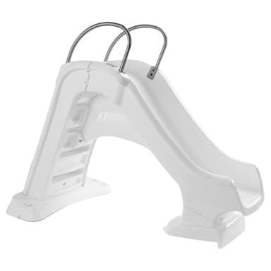 Step2 Vero Pool Slide, Outdoor/Indoor Waterproof Patio Furniture, Non-Slip Steps, Hose Attachment, Made of Durable Plastic, 4 Feet, White