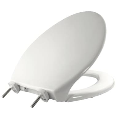 BEMIS 7800TDG Commercial Closed Front Plastic Toilet Seat, Heavy Duty Industrial Seat with Lid, Secure Installation for Long Lasting Hospitality Use, Elongated, White