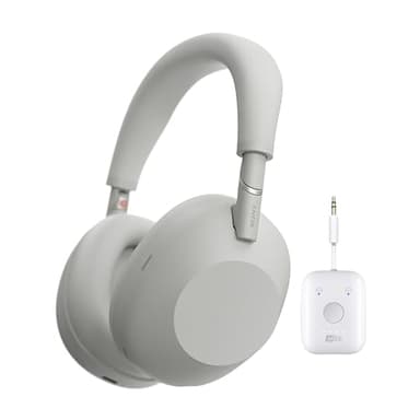 SONY WH-1000XM6 Wireless Noise-Canceling Headphones with QN3 Processor (Silver) Bundle with Connect Air in-Flight Bluetooth Wireless Audio Transmitter (2 Items).