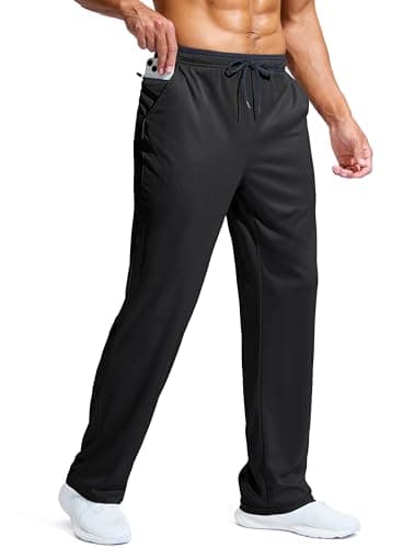 Pudolla Men's Loose Fit Workout Pants Causual Elastic Waist Sweatpants with Pocket Gym Clothes for Men(Black Dark Grey XL)