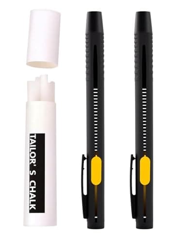 Heat Erasable Fabric Marker for Sewing, Washable Heat Erasable Pens for Fabric, Sewing Chalk DIY Markers for Quilting Embroidery, Suitable for Cotton Knitted Fabrics, 2 Pens + 20 Premium Refills