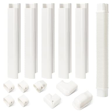 HOXHA 3" W 10Ft L Mini Split Line Set Cover Kit Air Conditioners Decorative PVC Slim Line Cover for Central AC & Heat Pumps Systems Tubing Cover