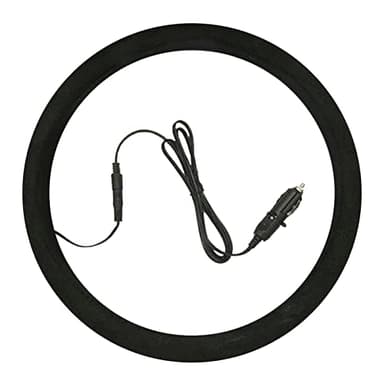 ZJchao Auto Heated Steering Wheel Cover, 90 S Quickly Heating to 100-120℉ Universal Size for Most Cars Trucks SUVs with Spiral Cable Design Suede Fabric, Diameter 38cm/14.96in
