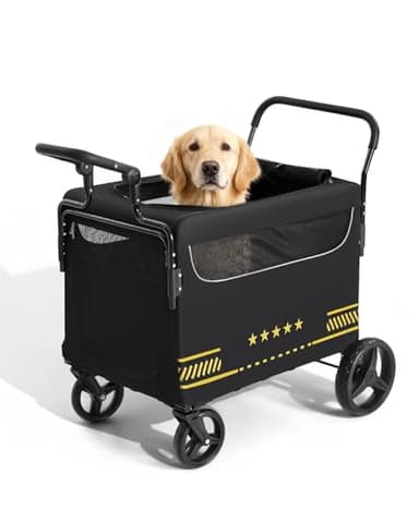 LINCAE All Terrain Pet Stroller for Medium & Large Dogs with Ramp, Foldable Dog Stroller with Brakes, 3 Entrances, Dual Adjustable Handles with Reversible Push, 160lbs Weight Capacity