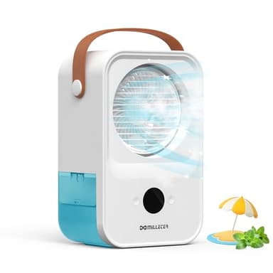 Portable Air Conditioners, 3 in 1 Evaporative Air Cooler with 4 Wind Speeds & Mist, USB Charging Air Cooling Fan with Large Water Tank, Desktop Portable AC for Living Room Bedroom Dorm Office Camping