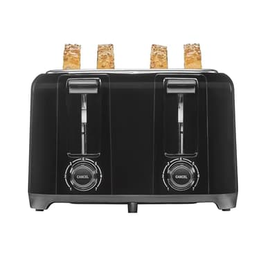 Proctor Silex 4 Slice Toaster with Extra Wide Slots for Bagels, Cool-Touch Walls, Shade Selector With 7 Browning Levels, Toast Boost, Auto Shut-off and Cancel Button, Black (24215PS)