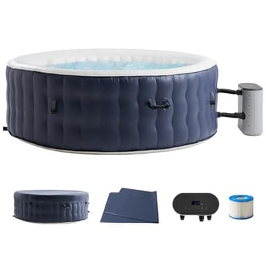 4-6 Person Inflatable Hot Tub Portable Spa with 120 Air Jets & Manual Control Panel, Energy-Efficient Thermal Cover, 71" x 24" Outdoor/Indoor Heated Blow Up Tub