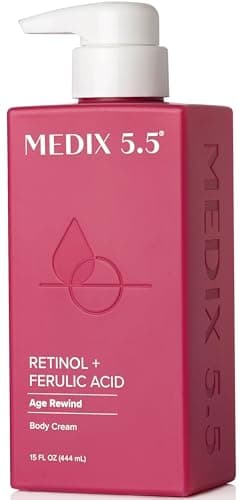 Medix 5.5 Retinol Body Lotion Firming Moisturizer | Crepey Skincare Treatment | Retinol Body Cream | Anti Aging Firming Cream For Women Targets Look Of Crepe Skin, Wrinkles, & Sagging Skin, 15 Fl Oz