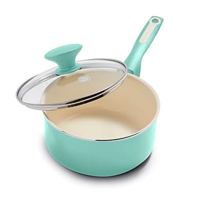 GreenPan Rio Healthy Ceramic Nonstick 2QT Saucepan with Lid, PFAS-Free, Dishwasher Safe, Turquoise