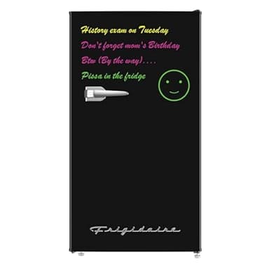 Frigidaire EFR331 Single Door Compact Refrigerator - Adjustable Thermostat Control - Reversible Doors - Front Blackboard, Write and Erase - Ideal for Dorm, Office, RV, Room - Black, 3.2 Cubic Feet