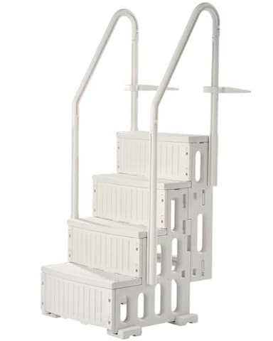 VEVOR Swimming Pool Ladder, 4-Step Double Handrails Stairs with Non-Slip Heavy Duty Steps, Max Load Capacity 400 lbs, for 48-54 in Inground & Above-Ground Pools of Any Decking Surface, Milk White