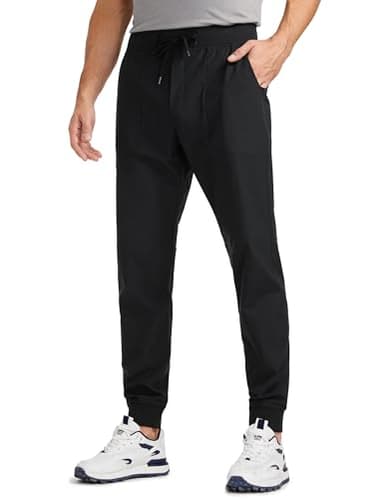 CRZ YOGA All Day Comfy Golf Joggers Pants for Men 30'' Quick Dry Lightweight Stretch Work Casual Sweatpants with Pockets Black Medium