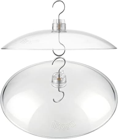 iBorn Baffles for Bird Feeders, 13” Bird Feeder Cover for Rain Guard, Birds Feeders Rain Guard, Full Protection for Feeders for Outdoors, Chew-Proof Polycarbonate, Pack of 2, Transparent