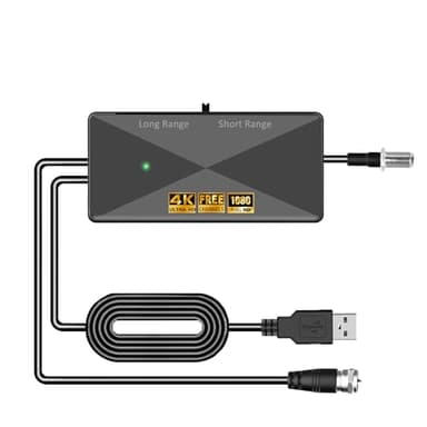 TV Antenna Amplifier Signal Booster, High Gain Powerful Antenna Booster for TV Antennas Indoor Outdoor, Clear Up Pixelated Amplifier, Adjustable Reception Range, USB Power (BLK18)