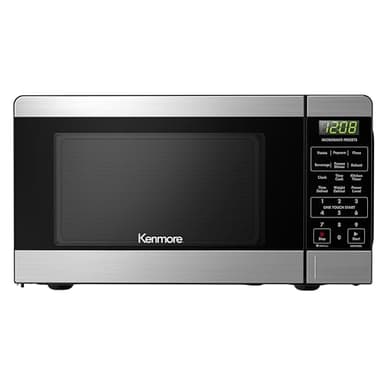 Kenmore Countertop Microwave, 6 Auto-Preset Menus, Child Lock, Defrost & Express Cooking Features, 900 Watt, .9 Cu Ft, Stainless Steel